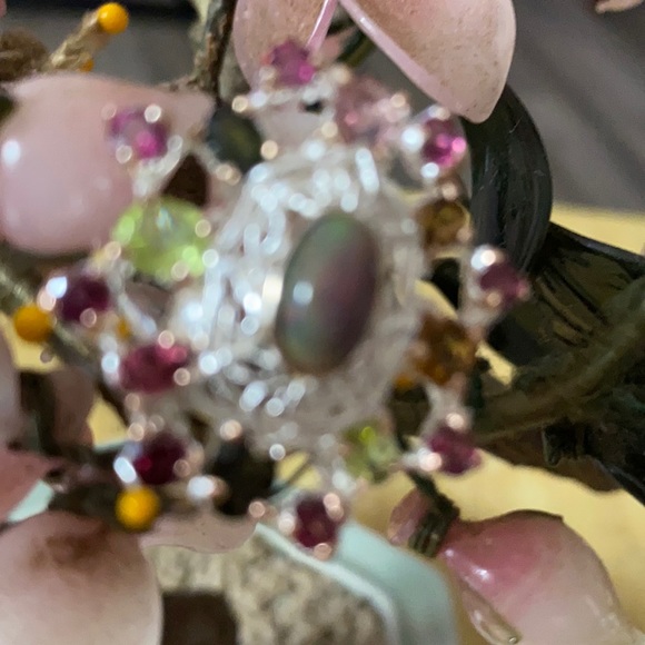 Vintage multi stone 925 black opal ring